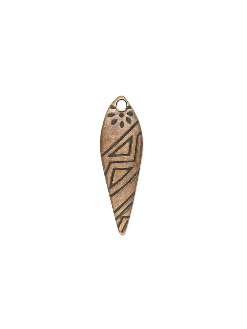 10 Antiqued Copper Tribal Tapered Drops Beads Charms